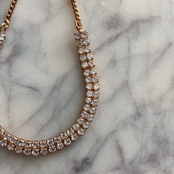 Gold and Cubic Zirconia Double Rows Bolo Bracelet - Picture 5 of 5